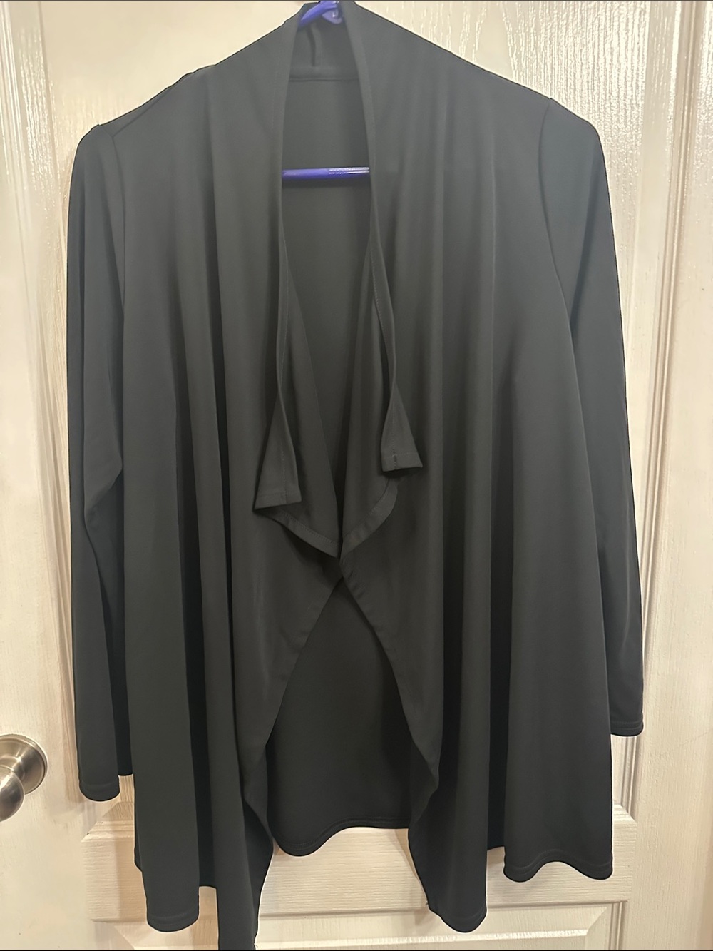 Women's Black Draped Open Waterfall Blazer